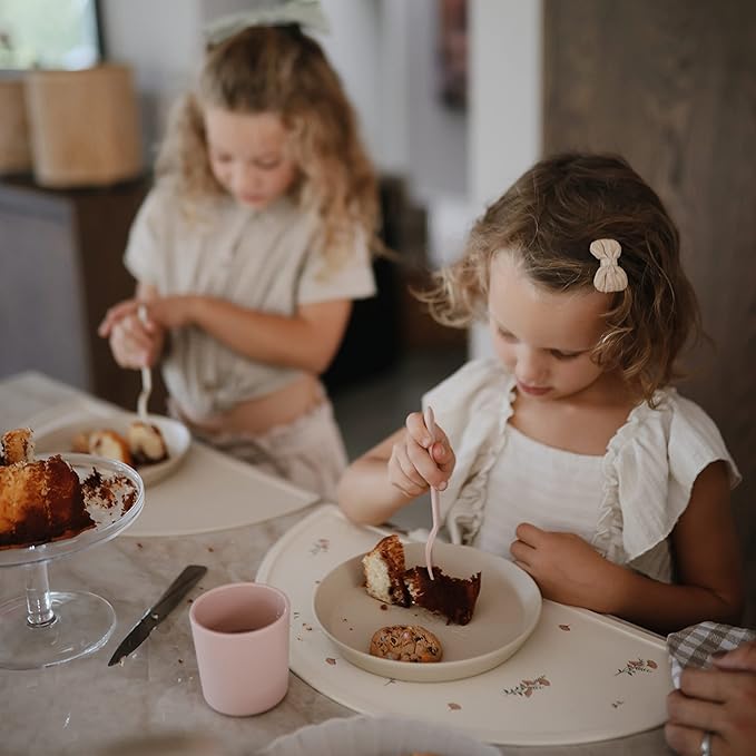 mushie Flatware Fork and Spoon Set For Kids | Made in Denmark (Blush)