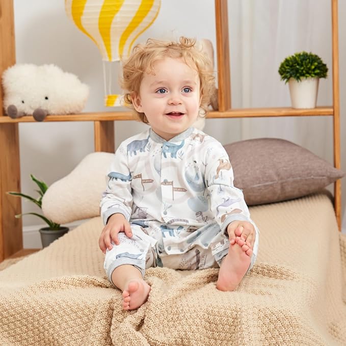 100% Organic Cotton Soft 3-24 Months 2-Piece Unisex Footless Newborn Baby Sleepers Pajamas Romper Boys Girls