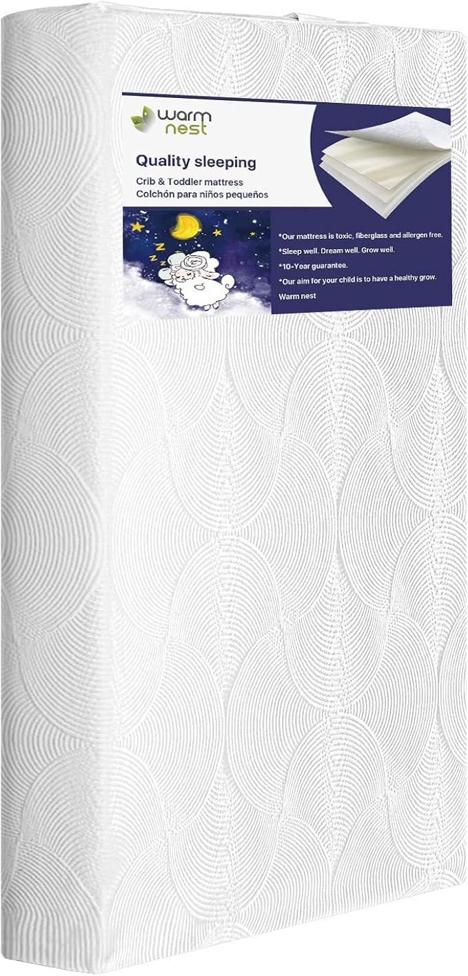 Memory Foam Crib Mattress, Dual Side Toddler Mattress,Washable and Waterproof, fits Standard Full-Size Crib and Toddler Bed,Fiberglass-Free.