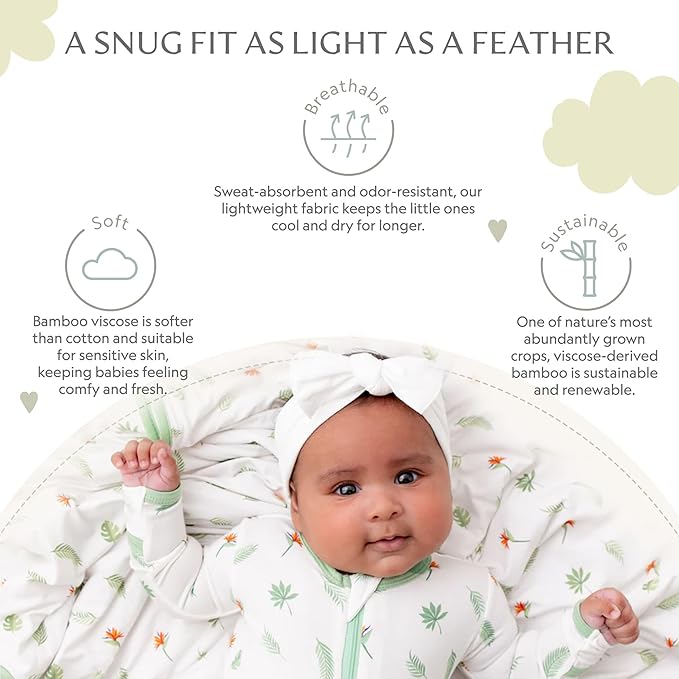 Bamboo Little Soft Baby Footie Pajamas, Baby Clothes, Newborn Sleepers, 95% Viscose and 5% Spandex, 0-24 Months