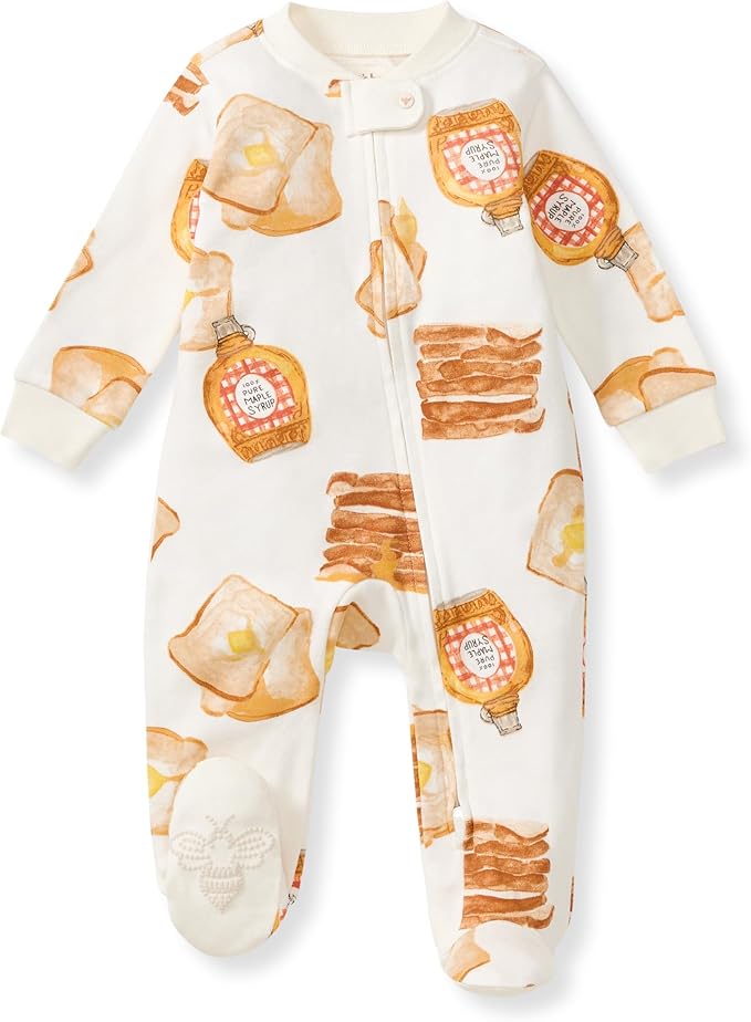 Burt's Bees Baby Baby Girls Pajamas, Zip Front Non-Slip Footed Sleeper Pjs, 100% Organic Cotton