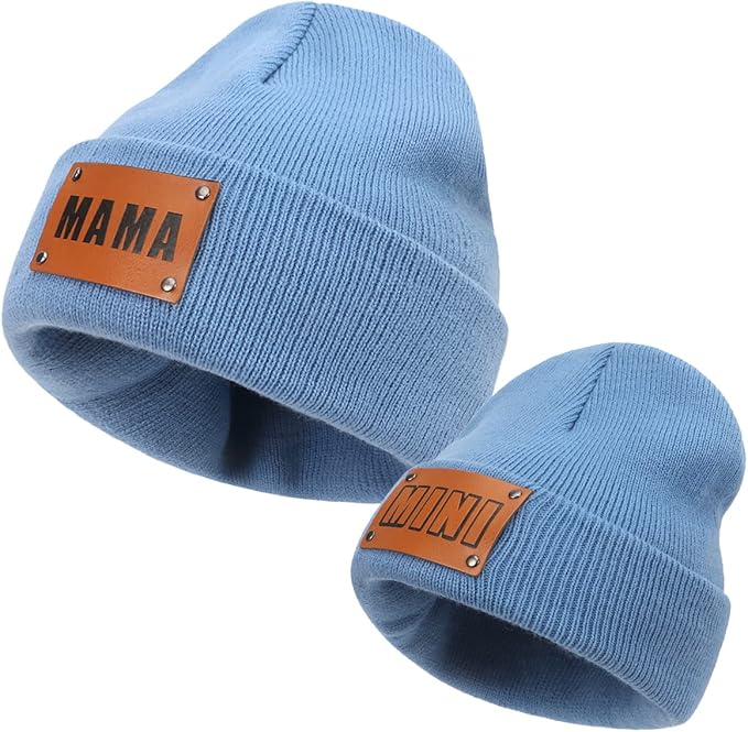 Parent-Child Beanie Hat,Mother & Baby Daughter/Son Winter Warm Knit Hat,Kids Soft Beanie Cap