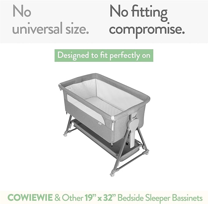 Joey + Joan Bassinet Fitted Sheets 19" x 32" for Cowiewie Bedside Sleeper Bassinet Mattress Pad – Snuggly Soft 100% Jersey Cotton – Mustard Yellow + Burnt Orange – 2 Pack