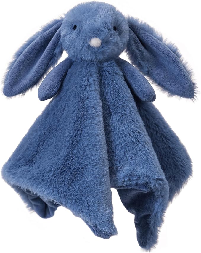 Apricot Lamb Stuffed Animals Navy Blue Bunny Rabbit Security Blanket Infant Nursery Character Blanket Luxury Snuggler Plush Baby Lovey(Navy Blue Bunny)