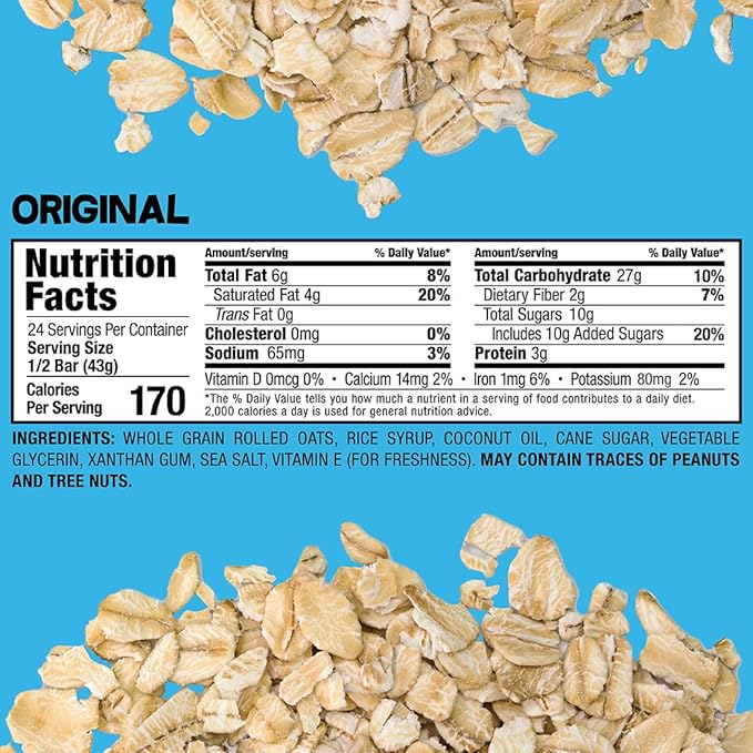 Bobo's Oatmeal Bars, Original, Gluten Free Vegan Whole Grain Oat Bars, Pack of 12