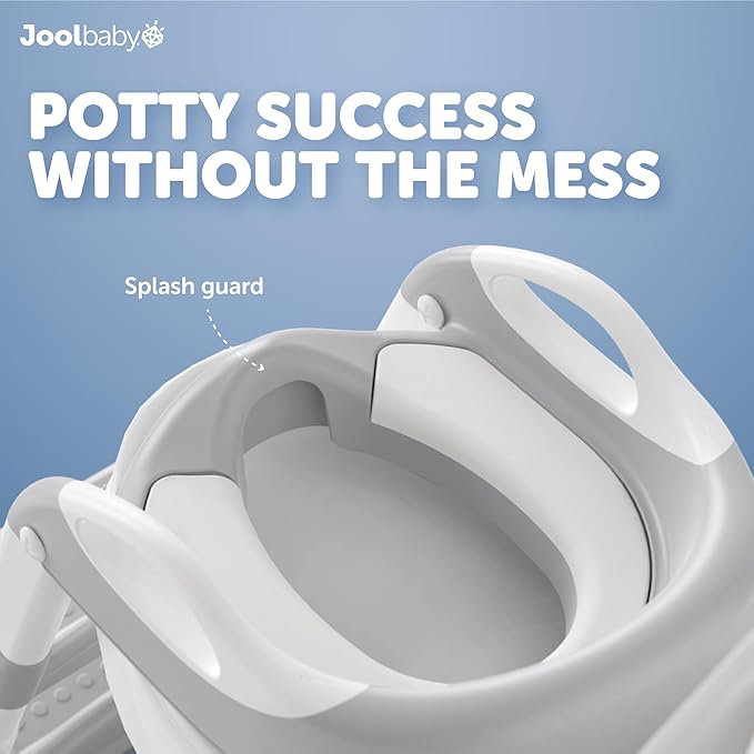 Jool Baby Potty Training Seat with 2 Step Ladder for Toddlers - Splash Guard, Adjustable Height (Gray)