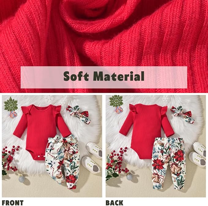 Aalizzwell Preemie Newborn Infant Baby Girls Clothes Ribbed Romper Bodysuit Pants Set Fall Winter Outfits