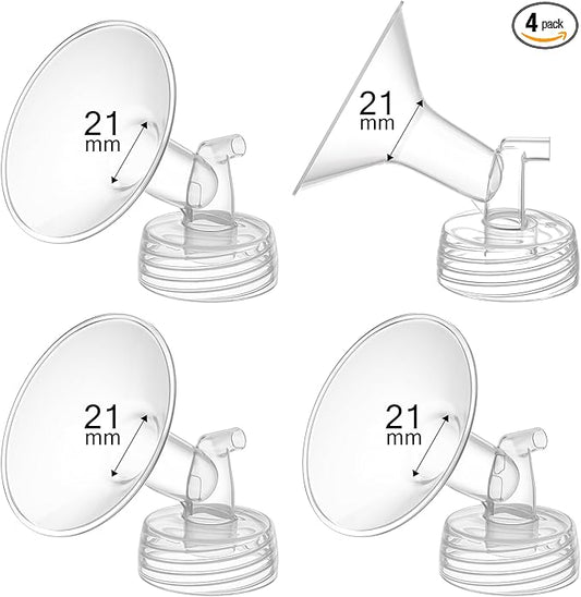 4PCS 21mm Breast Pump Flanges, Compatible with Spectra S1/S2/9Plus/Synergy Gold, Motif Luna, Wide-Mouth Bottle Fit, Breast Pump Accessories