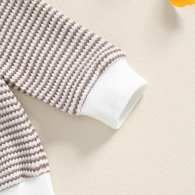 Baby Boy Toddler Fall Outfit Striped Sweatshirt Toddler Boy Winter Waffle Clothes 3 6 12 18 Months 2 3 T Pant Set