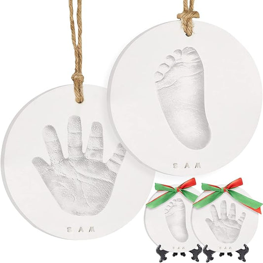 Baby Hand and Footprint Kit Girls, Boys - Personalized Baby Footprint Ornament Kit, Newborn Keepsake Gifts for New Mom, Easy to Use Handprint Makers,Cute Shower Gifts(Multi-Colored Paint)
