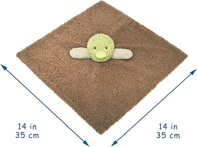 Baby Mallard Duck Soft Stuffed Animal Security Blanket, Plush Green Duck Character Lovey Blanket, Baby Shower/Nursery Gift, Newborn Infant Toddler Snuggle Blankie for Girls Boys, 14 Inches