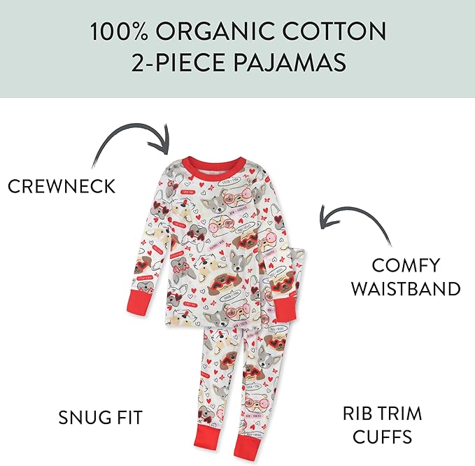 HonestBaby unisex-baby Celebration 2-piece Pajamas Sleepwear Pjs 100% Organic Cotton for Baby, Toddler, Kids