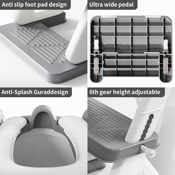 Potty Training Toilet Seat with Step Stool Ladder for Boys and Girls, 2 in 1 Potty Training Toilet, Splash Guard Anti-Slip Pad Step Stool（Gray-White) Pedal Upgrade