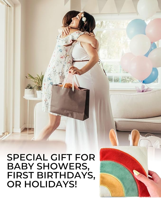 Cute Soft Baby Book with Mirror, Activities, Touch and Feel & Crinkle Pages - Interactive Sensory Cloth Toy for Babies 0-6, 6-12 & 12-18 Months - Adorable Animal Themes for Early Development