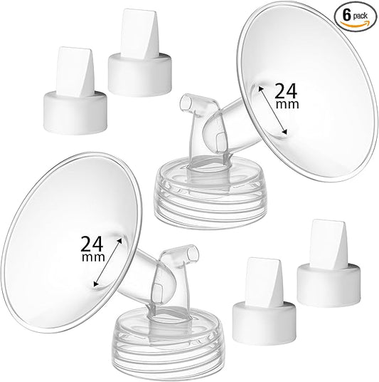 24 mm Flange Compatible with Spectra S2 S1 9 Plus Ameda MYA Motif Luna Cimilre Breast Shield, Duckbill Valves Replacement, Replace Wide Mouth Flange