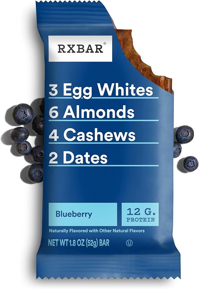 RXBAR Protein Bars, Protein Snack, Snack Bars, Blueberry, 22Oz Box (12 Bars)
