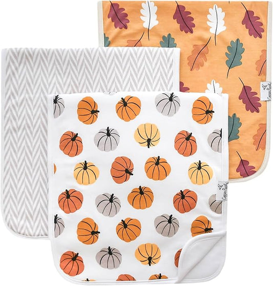 Copper Pearl Premium Baby Burp Cloths - 3-Pack Large Cotton Burp Cloths, Extra Soft Spit Up Rags with 3 Absorbent Layers, Perfect for Baby Boy and Baby Girl Gifts (21" x 10" Size, Karver Set)