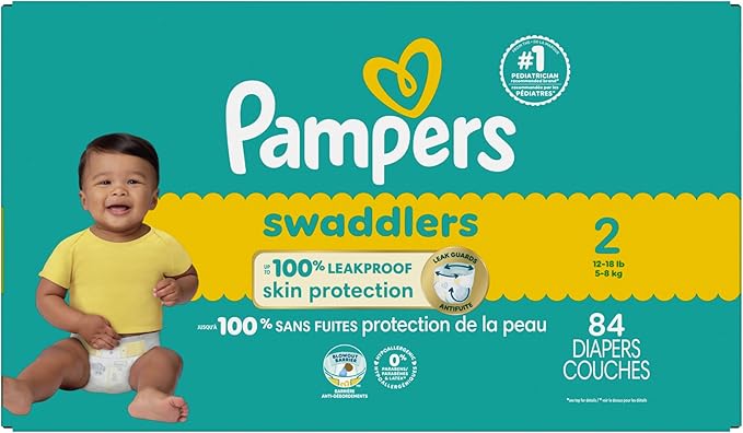 Pampers Baby Diapers - Swaddlers - Size 2, 84 Count, Ultra Absorbent Disposable Infant Diaper