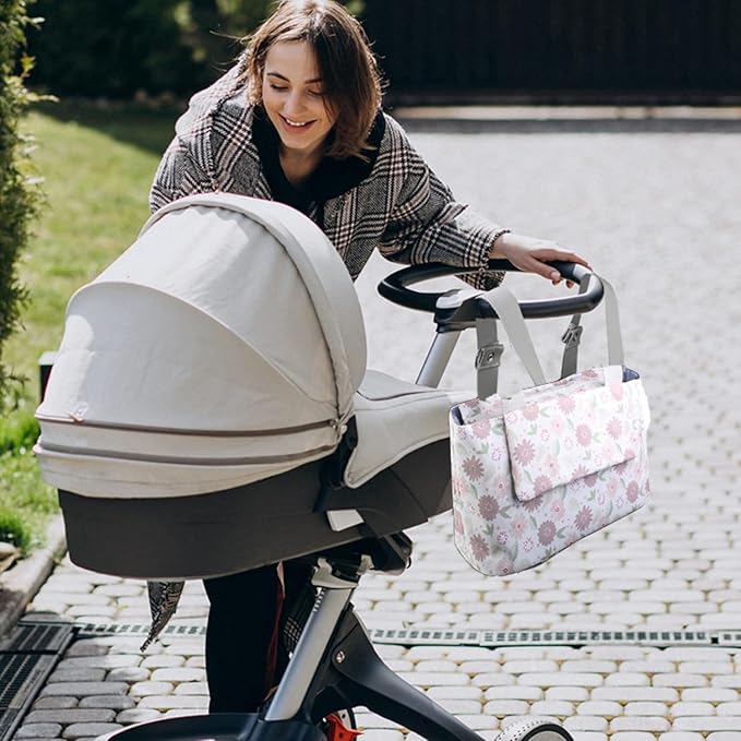 Universal Stroller Organizer with Insulated Cup Holder and Phone Bag, Stroller Bag Caddy Organizer Accessories for Stroller like Uppababy, Baby Jogger, Britax, BOB, Umbrella and Pet Stroller.