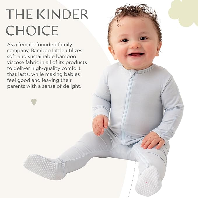 Bamboo Little Soft Baby Footie Pajamas, Baby Clothes, Newborn Sleepers, 95% Viscose and 5% Spandex, 0-24 Months