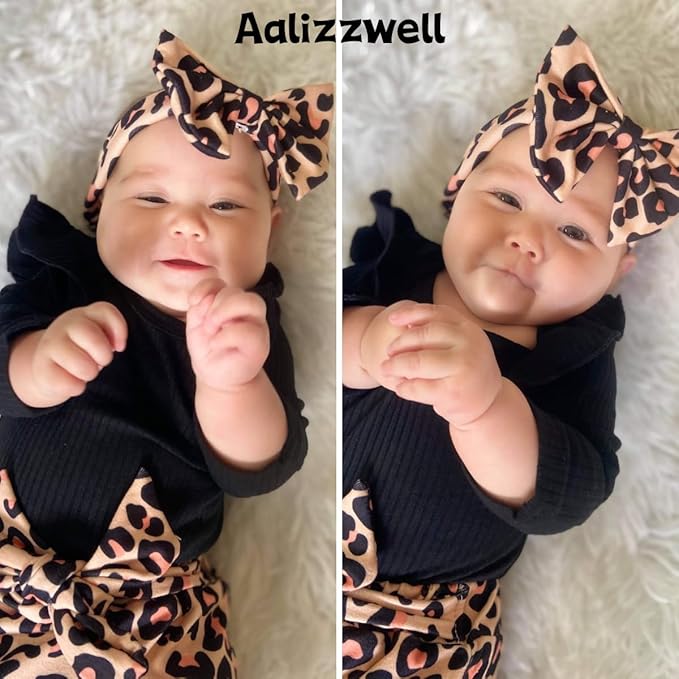 Aalizzwell Preemie Newborn Infant Baby Girls Clothes Ribbed Romper Bodysuit Pants Set Fall Winter Outfits