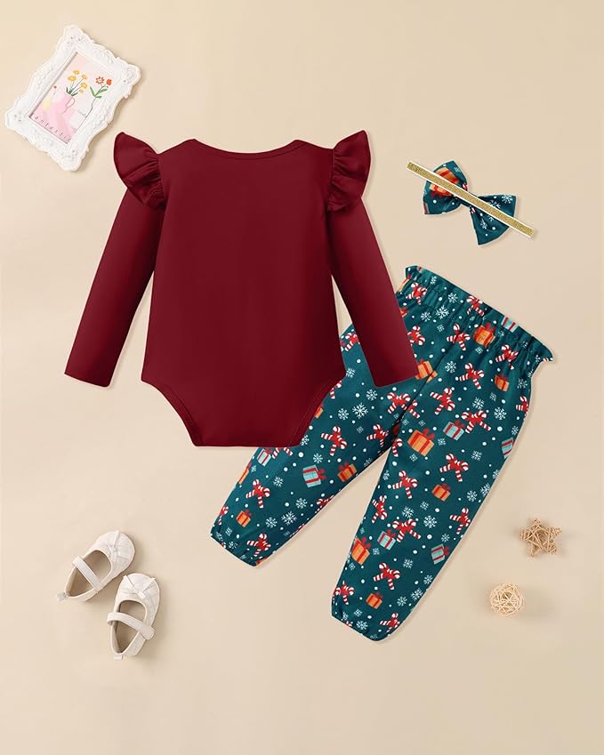 Baby Girl Clothes Newborn Infant Cotton Ruffle Romper+ Floral Pants + Headband Sets Fall Winter Outfits