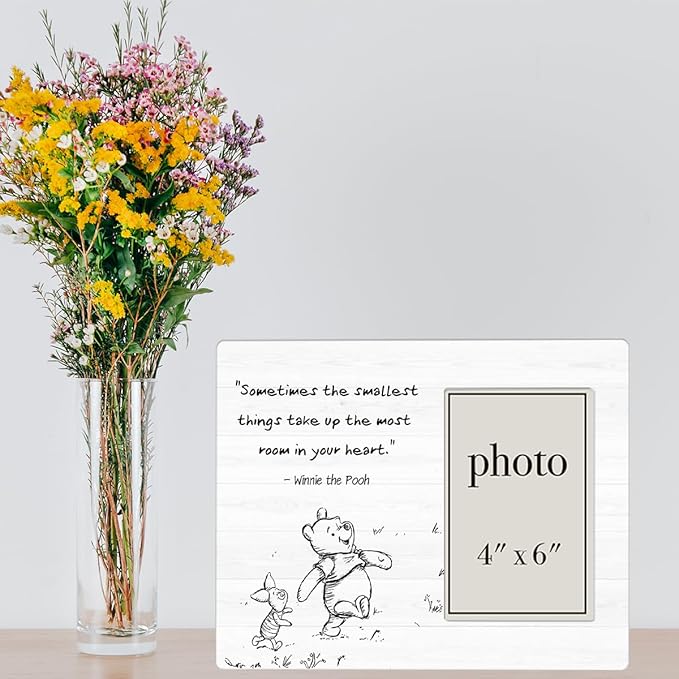 Classic Pooh Bear Nursery Picture Frame, Baby Gifts for Nursery, Baby Shower Gifts for New Parents Photo Frame for 4 x 6 Inch Photo