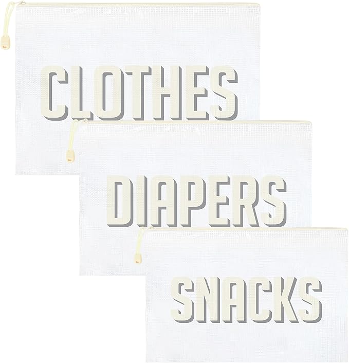 3pcs Hospital Bag Organizing Pouches for Labor and Delivery, Maternity Essentials Diaper Bag Organizer for Mom Travel - Beige/White