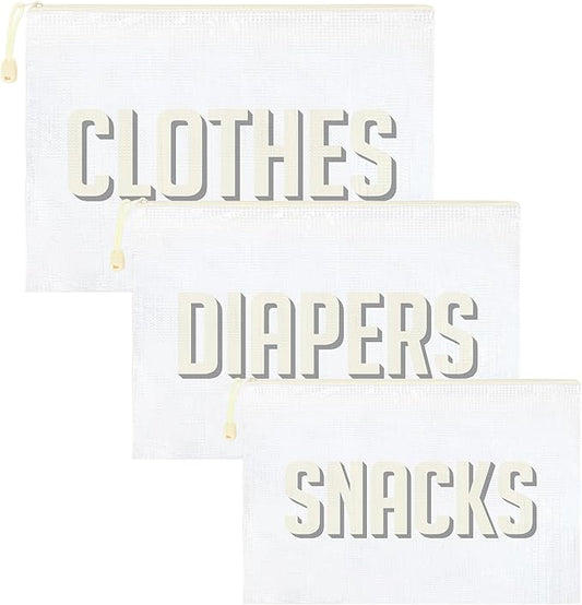 3pcs Hospital Bag Organizing Pouches for Labor and Delivery, Maternity Essentials Diaper Bag Organizer for Mom Travel - Beige/White