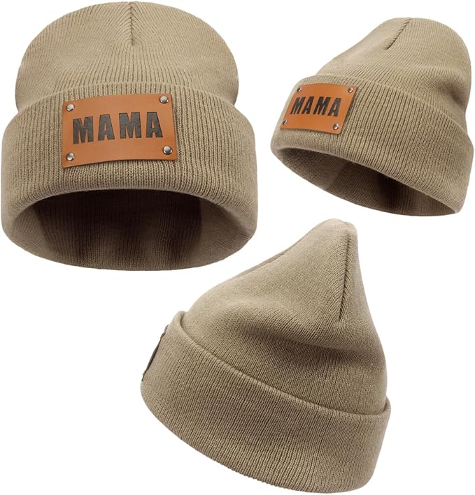Parent-Child Beanie Hat,Mother & Baby Daughter/Son Winter Warm Knit Hat,Kids Soft Beanie Cap
