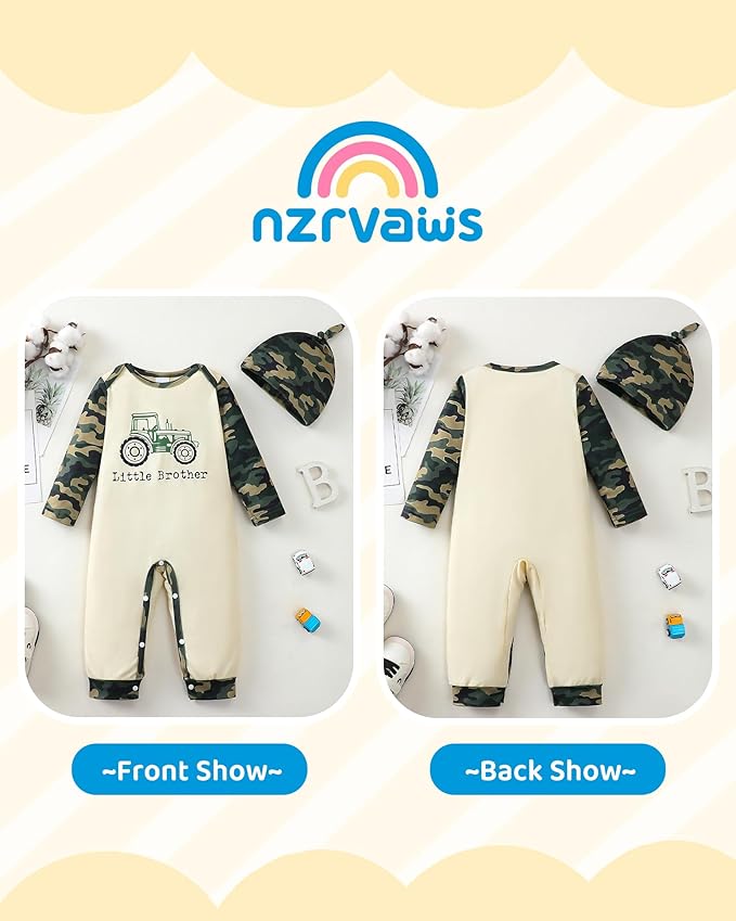NZRVAWS Baby Boy Clothes Preemie Infant Boy Bear Outfits Jumpsuit Bodysuit Letter Print Romper