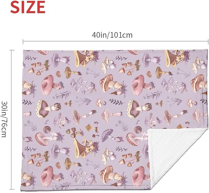 Baby Blanket Mushrooms Vintage Botanical for Boy Girl Newborn 30x40 Inch Toddler Infant Nursery Throw Blankets Double Layer Comfy Soft Plush Stroller Crib Quilt