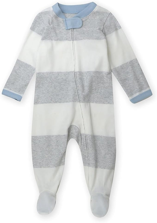 HonestBaby Sleep & Play Footed One-piece Pajama Sleeper 100% Organic Cotton, Baby Boys