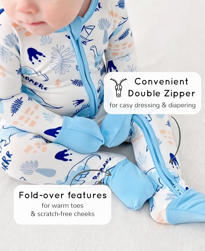 Footless Pajamas Baby Boy Girls, Viscose from Bamboo Baby Pajamas, Two Way Zipper Sleepers, Newborn Pjs
