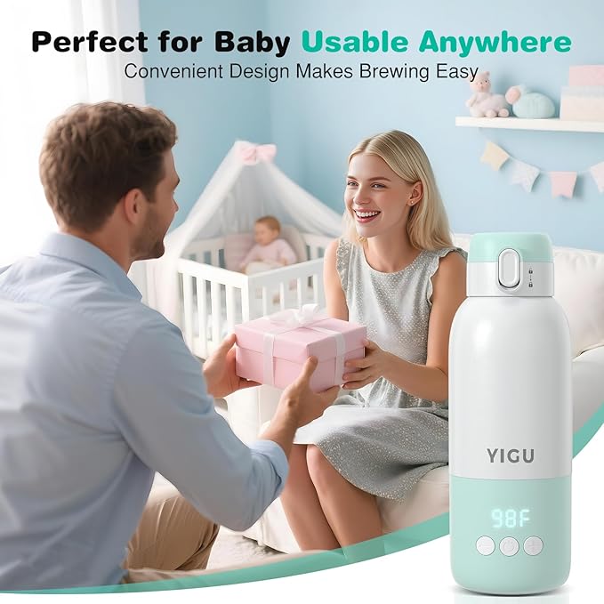 Portable Bottle Warmer 13500mAh Battery, 80W Fast Heating of Breast Milk and Formula, 12 oz Large Capacity, with 18W Fast Charging Adapter, Precise Temperature Control, Leak-Proof