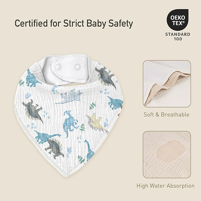 Muslin Baby Bibs 8 Pack, Baby Bandana Drool Bib for Drooling and Teething, Cotton Soft Absorbent for Girls Boys