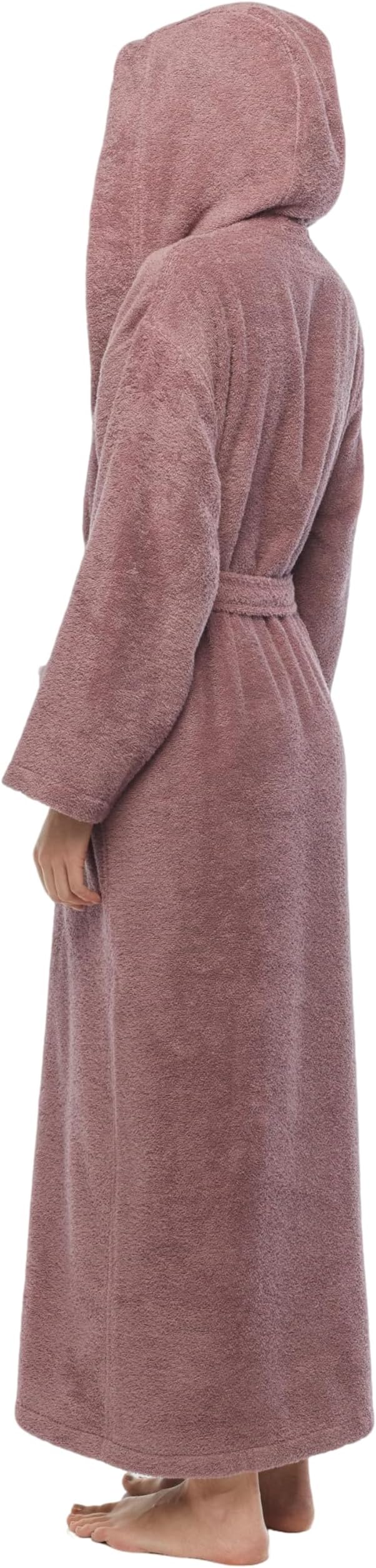 Arus Women's Hooded Classic Bathrobe Turkish Cotton Robe with Full Length Options