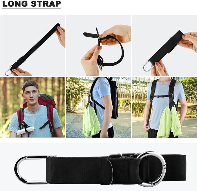 Elastic Jacket Gripper with D-Ring Hook and Buckle, ZINZ D-Ring Hook Baggage Suitcase Straps Belts Travel Accessories, Makes Your Hands Free