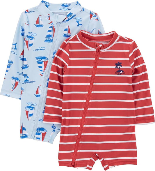 Simple Joys by Carter's Baby-Boys 2-Pack 1-Piece Zip Rashguards