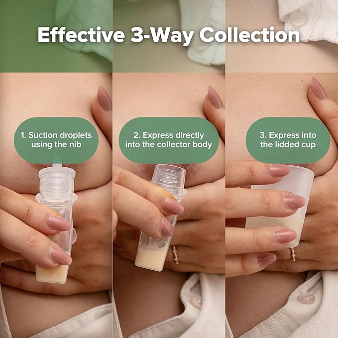 haakaa Colostrum Collectors 6ml/6pcs & Lidded Feeding Cup 25ml/1pc Set- Collect, Store & Feed Colostrum in One, Ready-to-Use Individually Wrapped, Reusable & Leakproof Colostrum Syringes