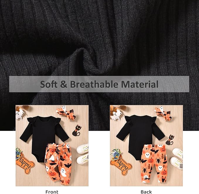 Aalizzwell Preemie Newborn Infant Baby Girls Clothes Ribbed Romper Bodysuit Pants Set Fall Winter Outfits