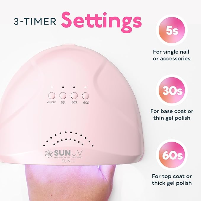 SUNUV UV Light for Gel Nails, UV Dryer for Gel Polish with 3 Timer Settings Professional LED Nail Lamp Art Tools Auto Sensor SUNone Pink