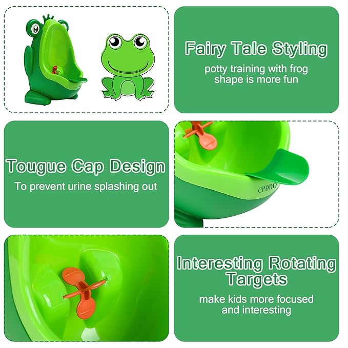 Urinal for Toddlers Boys with Frog Funny Aiming Target,Frog Urinal Potty Training (CrownFrog)