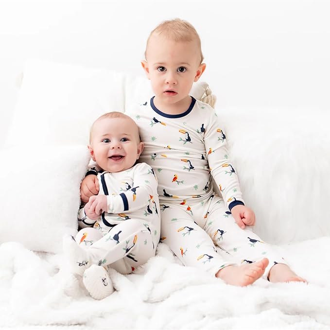 Bamboo Little Soft Baby Footie Pajamas, Baby Clothes, Newborn Sleepers, 95% Viscose and 5% Spandex, 0-24 Months