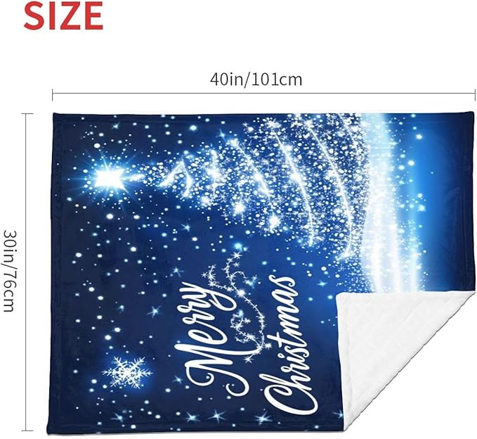 Baby Blanket Merry Christmas Blue Tree for Boy Girl Newborn 30x40 Inch Toddler Infant Nursery Throw Blankets Double Layer Comfy Soft Plush Stroller Crib Quilt