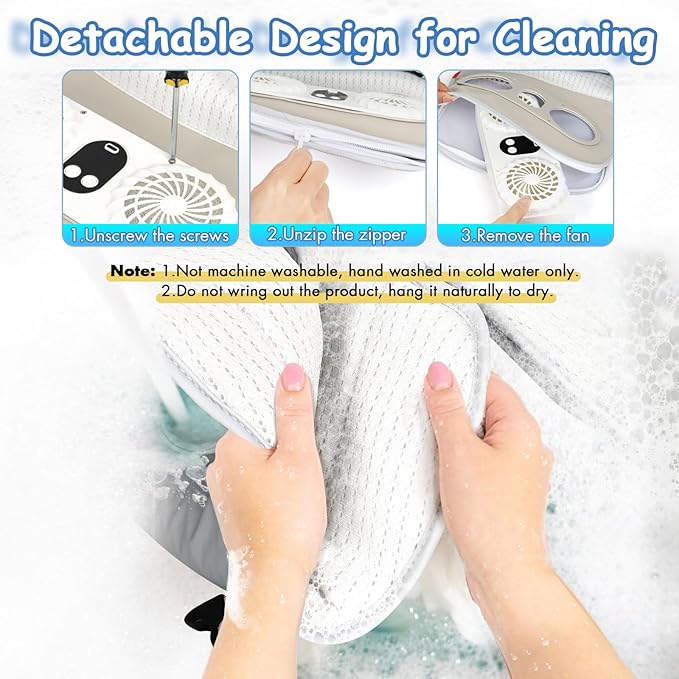 TRELC Baby Stroller Cooling Pad with 2 Fans, 3 Speeds Cooling Cushion, 10000mA Rechargeable Battery, Timer Setting, Breathable & Washable Cooling Pad Liners for Stroller Crib Summer Baby Essentials