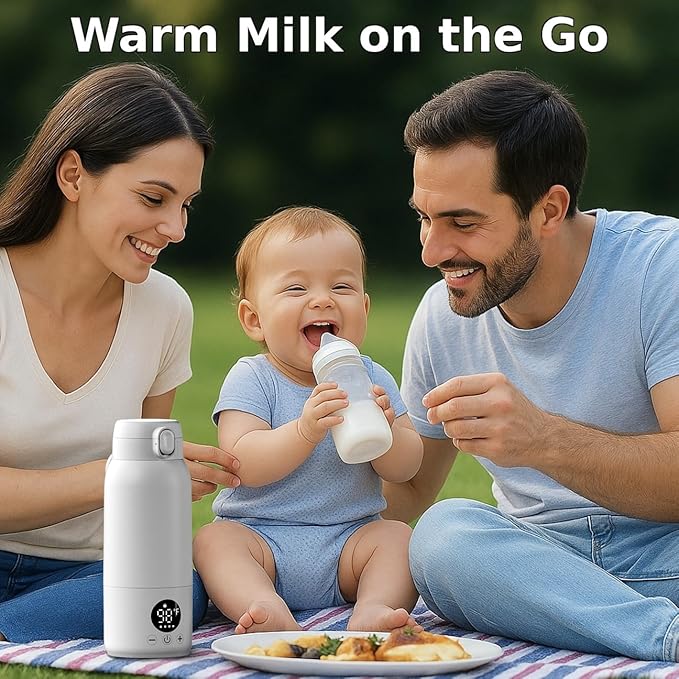 Koalababy Portable Bottle Warmer – Fast Heating Milk Warmer for Travel, Breast Milk & Formula, 17oz Leak-Proof Stainless Steel, IPX6 Waterproof, Rechargeable with Long Battery Life