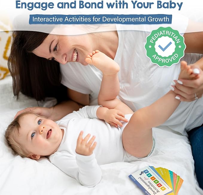 Lulu & You Baby Activity Cards - Playtime Ideas Focused on Baby Development and Stimulation - Newborn Activities from Birth to 1 Year – 0-12 Months Old Baby Must Haves - Baby Activity Book