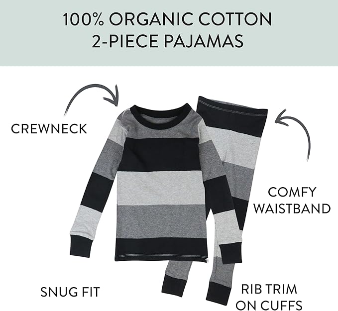 HonestBaby unisex-baby Celebration 2-piece Pajamas Sleepwear Pjs 100% Organic Cotton for Baby, Toddler, Kids