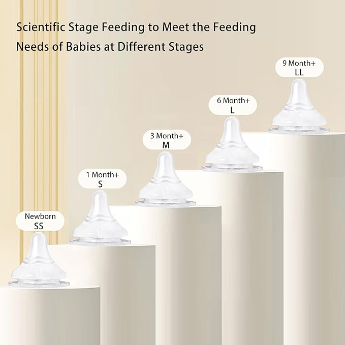 Natural Glass Baby Bottle for Breastfeeding Babies, 8oz Anti-Colic Baby Bottle with Natural Response Nipple(M), Clear, Wide Neck, 2 Pack, 3 Months+